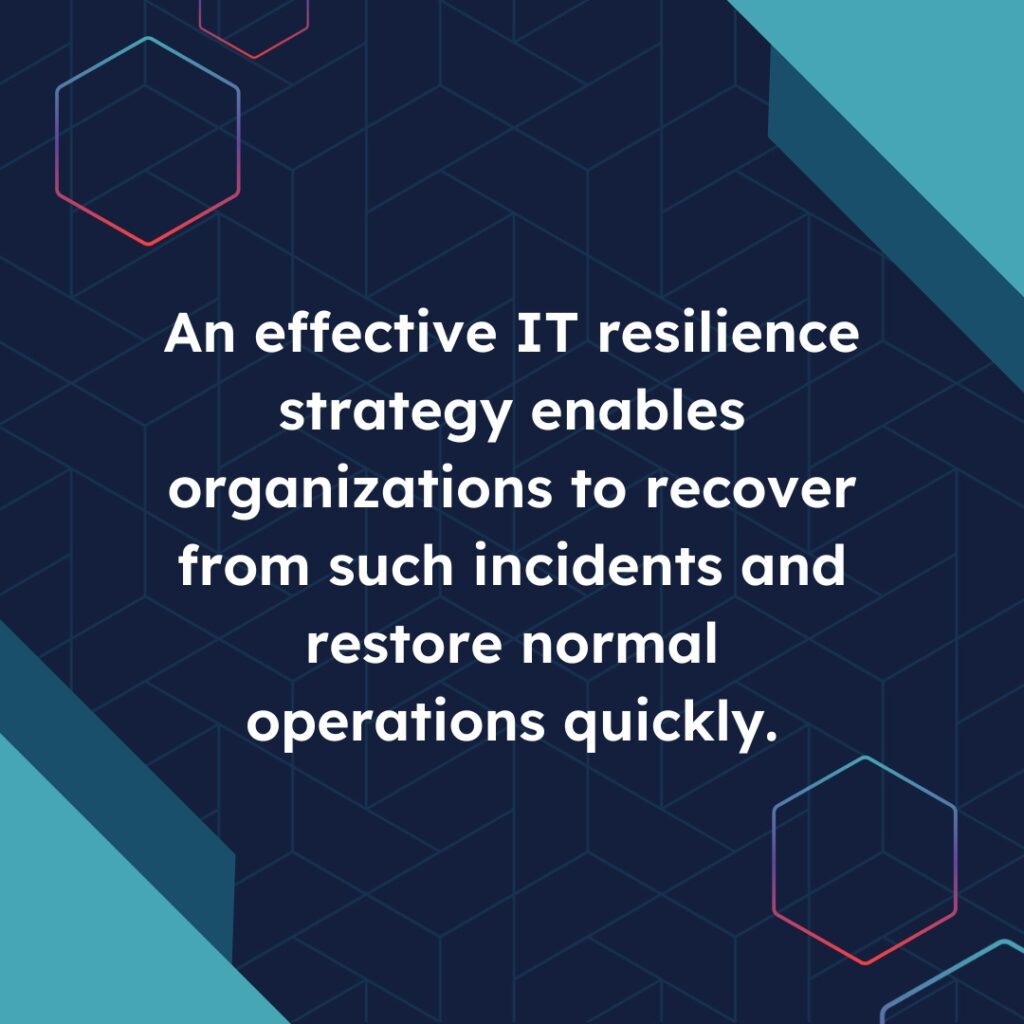 A branded ShadowHQ quote that says: "An effective IT resilience strategy enables organizations to recover from such incidents and restore normal operations quickly."